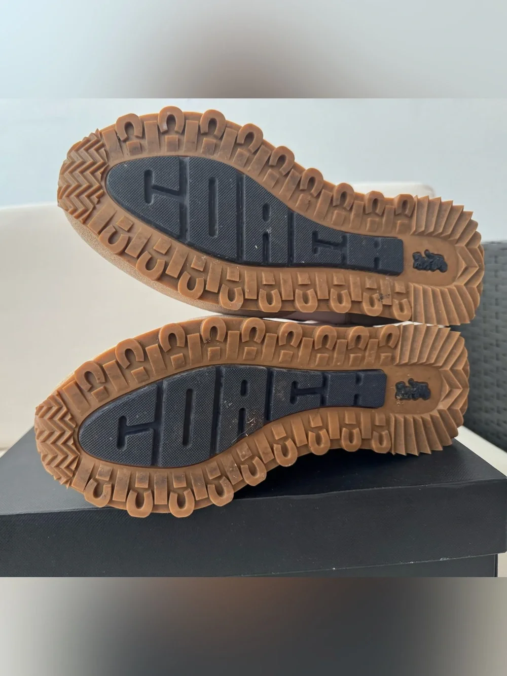 COACH Cream & Tan Runner Sneakers with Navy 'C'— USED ONCE - Picture 4 of 4